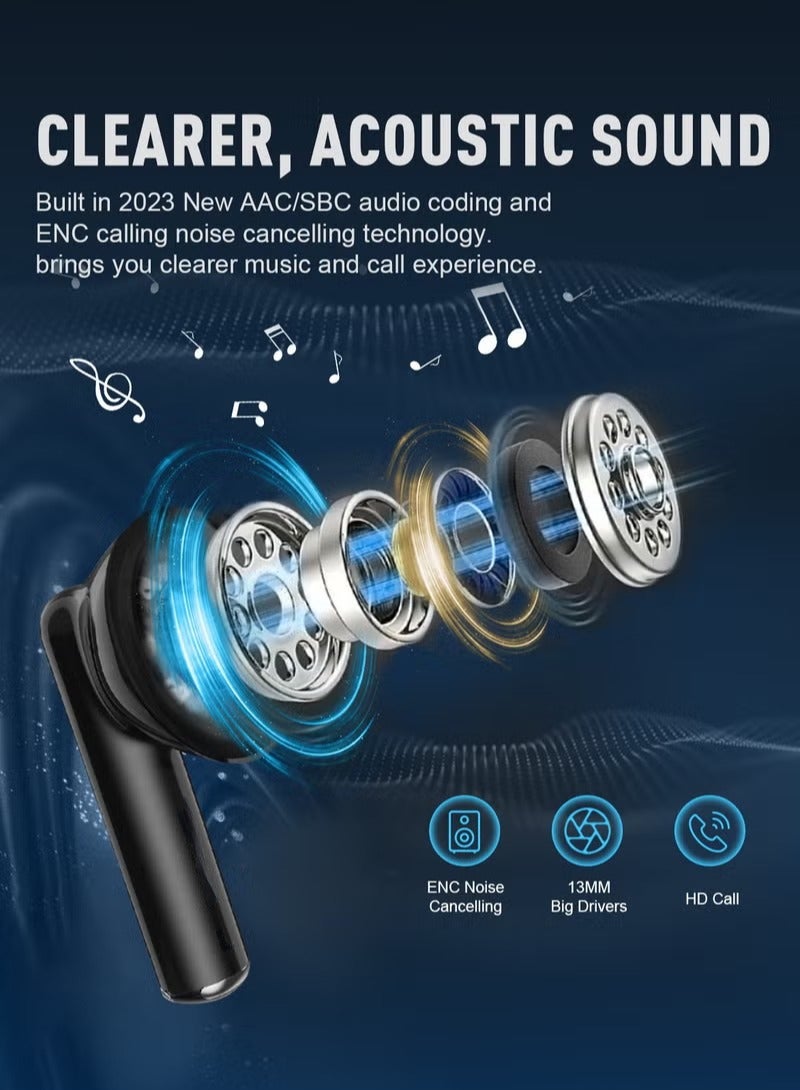 caijin Wireless Earbuds Bluetooth 5.4 Headset in-Ear Headphone Hifi Bass Noise Canceling Earphone for iPhone 15 13 Pro Max 14 Samsung S24 Ultra S23 FE A53 A54 S22 S21 Galaxy Z Flip 5 Google Pixel 6 7 6a 7a 8 - Image 5