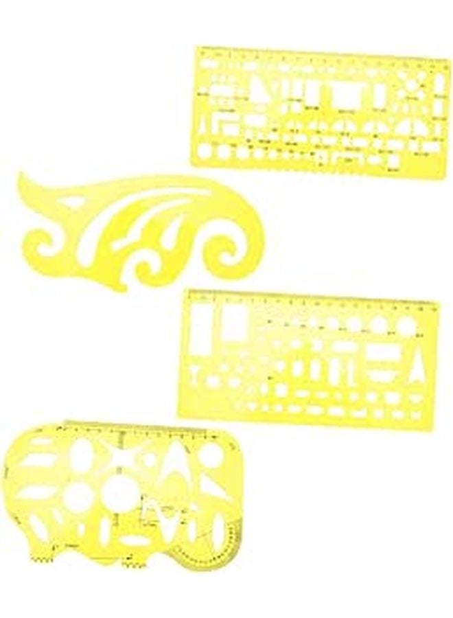 4Pcs Plastic Geometric Drawing Templates Stencils Set With Architectural And Oval Shapes For Technical Drafting - Image 1
