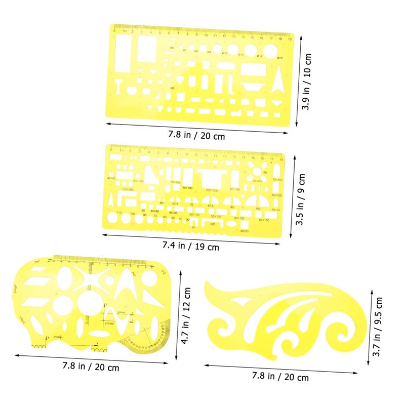 4Pcs Plastic Geometric Drawing Templates Stencils Set With Architectural And Oval Shapes For Technical Drafting - Image 3
