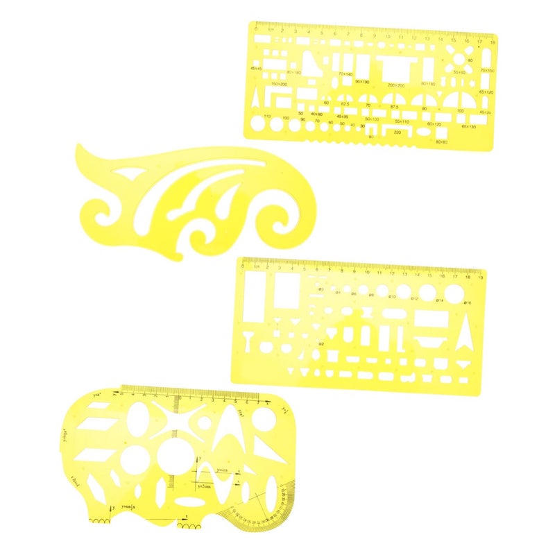 4Pcs Plastic Geometric Drawing Templates Stencils Set With Architectural And Oval Shapes For Technical Drafting - Image 2