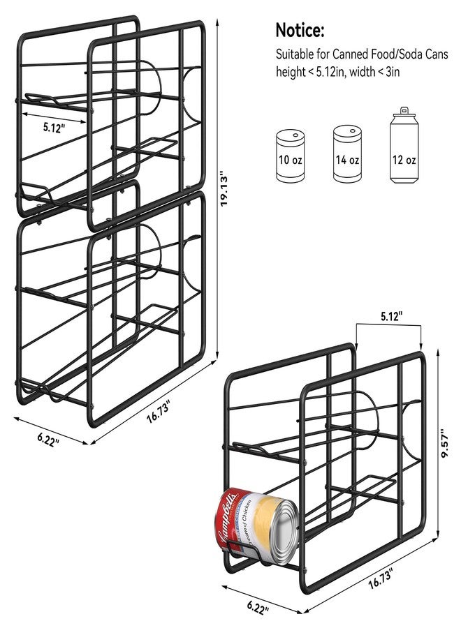 MOOACE Can Organizer for for Pantry, Stackable Soda Can Dispenser Canned Food Storage, Kitchen Cabinet Fridge Beverage Cans Holder, 4 Pack, Black - Image 5
