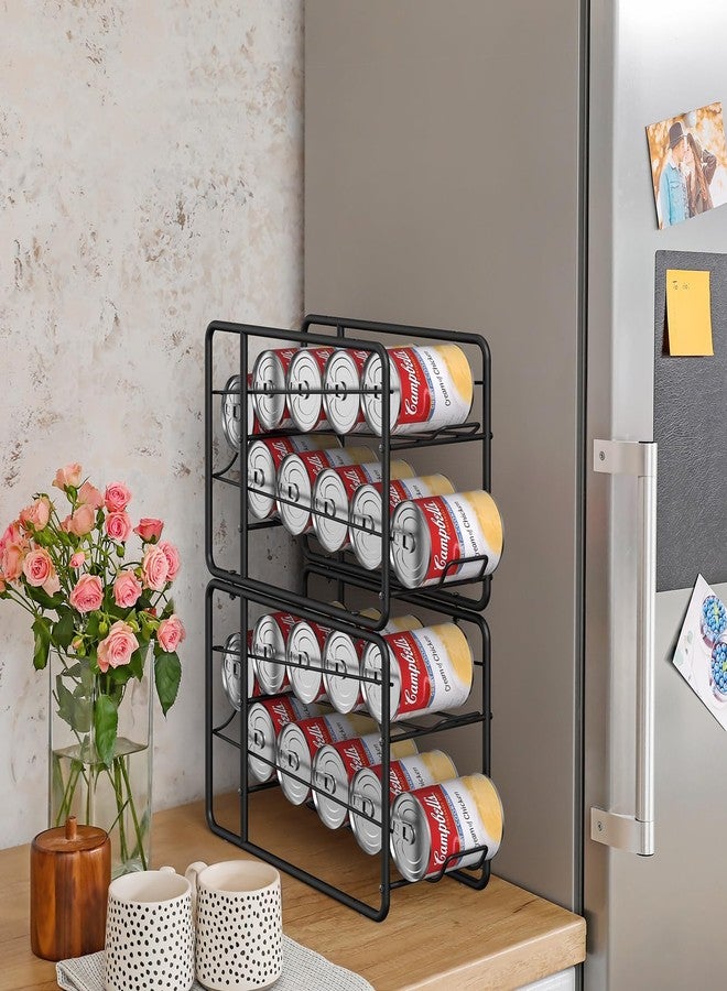 MOOACE Can Organizer for for Pantry, Stackable Soda Can Dispenser Canned Food Storage, Kitchen Cabinet Fridge Beverage Cans Holder, 4 Pack, Black - Image 2