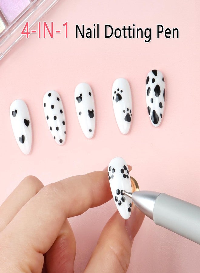 ANGNYA Dotting Tool Nail Art, 5-IN-1 Ballpoint Pen Design Nail Dotting Tool for Painting with Size Marking and Pressing Head, Nail Tools for Nail Art - Image 2