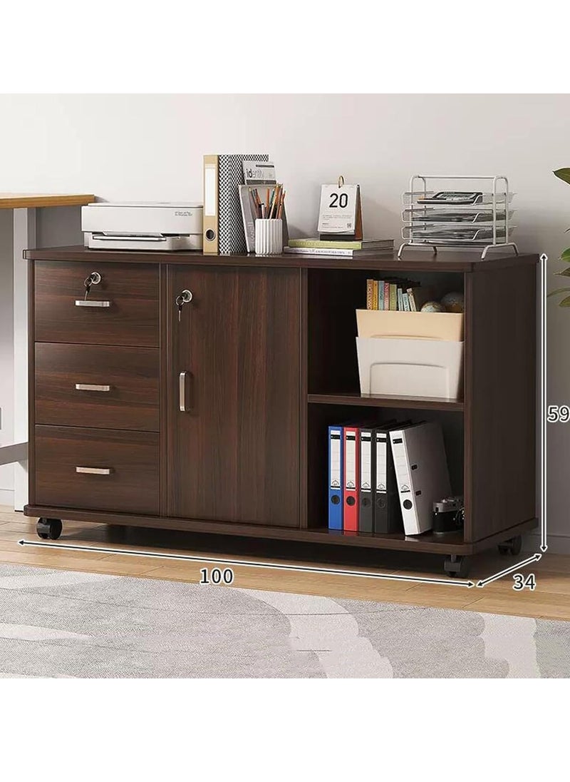 LEDIN Printer Stand Floor Printer Rack Pulley Filing Cabinets Book Cabinet Living Room Bookcase Modern Minimalist Bookshelf for Office Simple Design Printer Racks  - Image 2