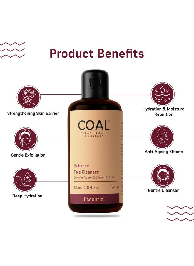 COAL CLEAN BEAUTY Radiance Face Cleanser With Honey & Saffron Extract | Deeply Cleanses, Refreshes & Resets Skin | Women | All Skin Types | 150Ml  - Image 2