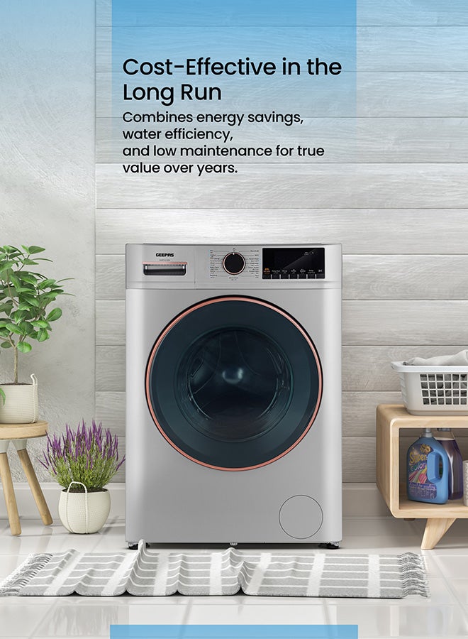 GEEPAS Advanced Front Load Washing Machine with Digital Display, BLDC Motor, and Steam Clean 144 kW GWMF8140SRG Metallic Grey - Image 2