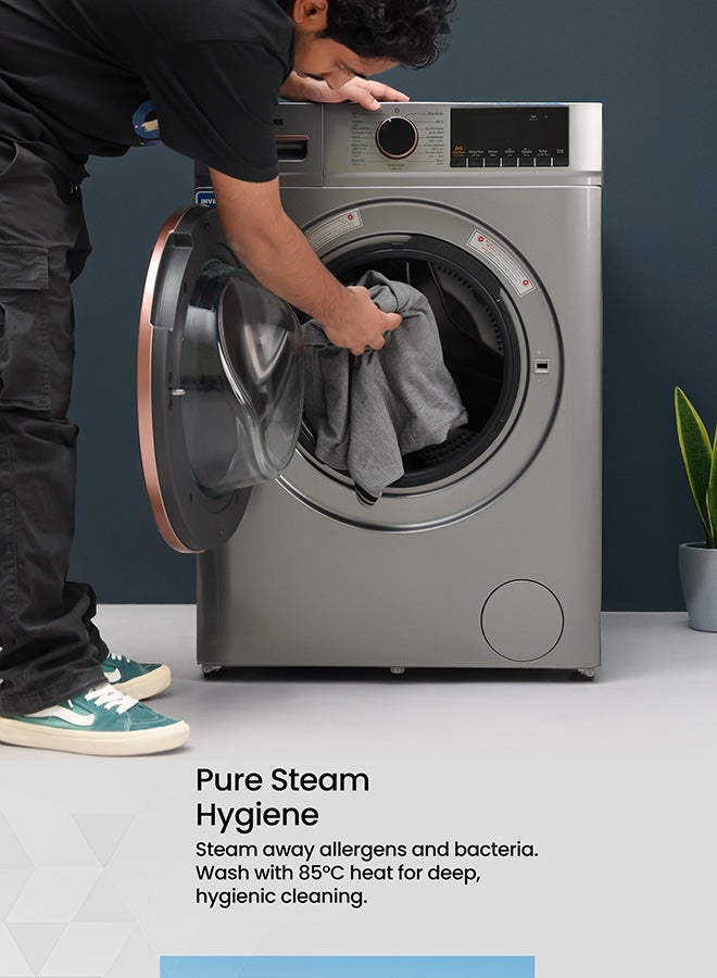 GEEPAS Advanced Front Load Washing Machine with Digital Display, BLDC Motor, and Steam Clean 144 kW GWMF8140SRG Metallic Grey - Image 4