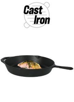 LODGE Cast Iron Round Skillet Pan with Hanging Loop Black 10.5 inch L8SK3  - Image 1