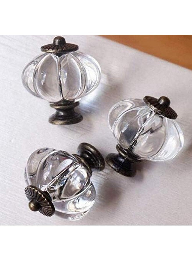 wotoy Set of 12 Antique Acrylic Pumpkin Knobs, Handles Pulls for Cabinets, Cupboard Dresser, Drawers, Kitchen Furniture or Kids Room(Crystal) - Image 3
