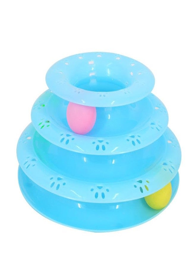 Mistletoe Interactive Cat Toy Tower with Rolling Balls, 3-Tier Track, Cat Toy Ball Plastic Silicone Play Plate Track Tower for Cats Dogs Cross-Border Pet (Blue)