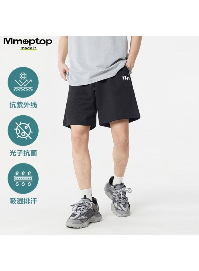 Mmoptop Ice-Cool Printed Antimicrobial Five Shorts For Men In Summer, Anti-Uv Quick-Drying Sweat Shorts Mdk01 Black M - Image 1