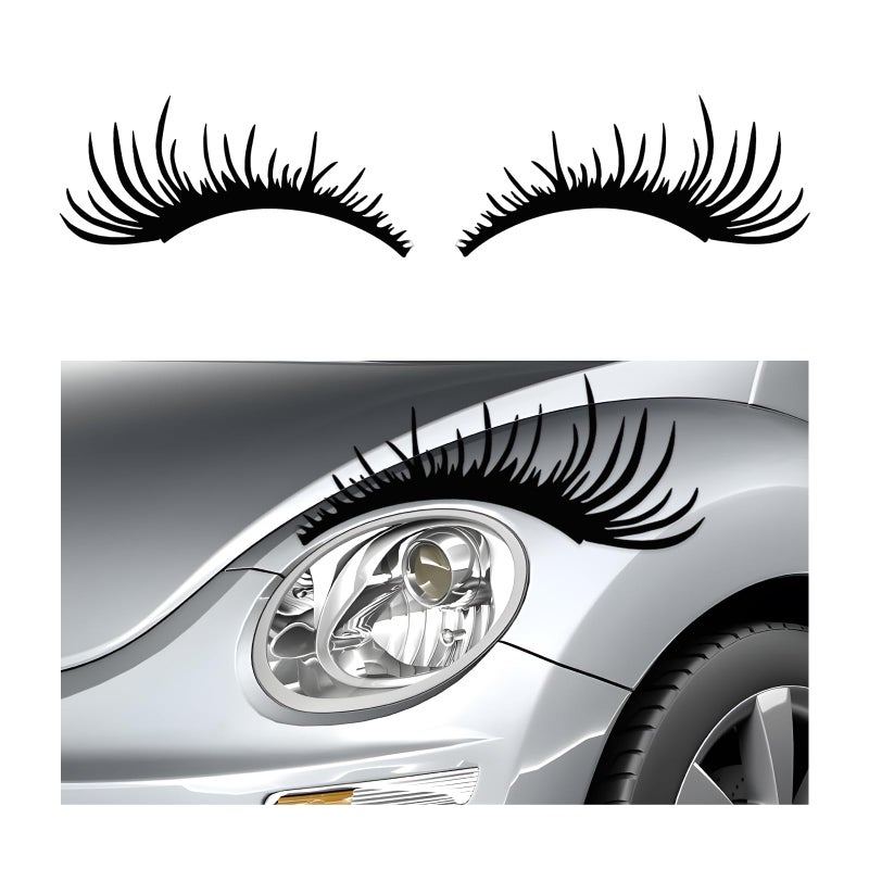 YTFRL 2 PCS Eyelash Decal for Car Headlight Waterproof Funny Bumper Window Eyelashes Stickers Reflective Fake Eye Lashes Decals Exterior Decor for SUV Truck RV Headlamp Black - Image 3