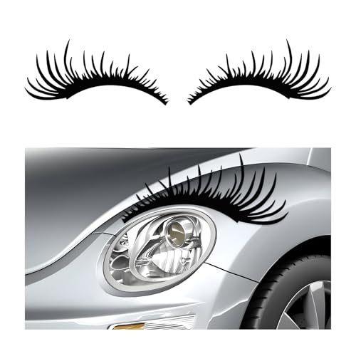 YTFRL 2 PCS Eyelash Decal for Car Headlight Waterproof Funny Bumper Window Eyelashes Stickers Reflective Fake Eye Lashes Decals Exterior Decor for SUV Truck RV Headlamp Black - Image 1