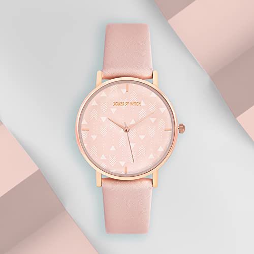 Joker & Witch Gingerbread 36mm Pink Dial 18mm Pink Faux Leather Watch for Women - Image 5