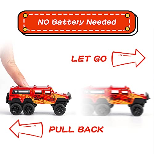 KIDAMI Diecast Toy Trucks 4 Pack Die Cast Metal Toy Cars Pull Back Cars Openable Doors OffRoad Vehicles Birthday Gift for Boys and Toddlers Colorful - Image 5