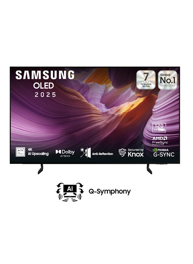 سامسونج تلفاز سامسونج الذكي OLED S85F مقاس 77 بوصة 4K، ترقية AI 4K، 120 هرتز، مضاد للانعكاس، دولبي أتموس، نظام التشغيل Tizen، سنة الطراز 2025، ضمان لمدة 2 سنة - - Image 1