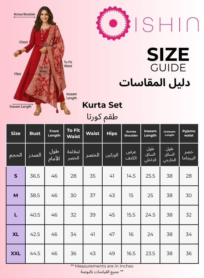 ISHIN Women'S Blue Polyester Blend Self Design Full Length Palazzo Kurta Set - Image 4