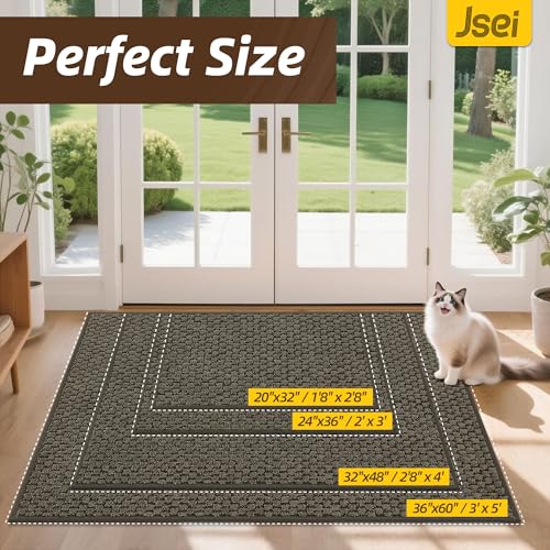 JSEI Dirt Trapper Door Mat 32"x48", Non-Slip Entryway Rugs Doormat Indoor, Washable Absorbent and Stain Resist Welcome Floor Mat for Front Door, Dog Door Mat, Dirty Wet Shoes & Paws, Greyish Brown - Image 2
