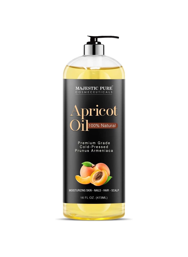 Majestic Pure MAJESTIC PURE Apricot Oil 100 Pure and Natural ColdPressed Apricot Kernel Oil Moisturizing for Skin Care Massage Hair Care and to Dilute Essential Oils 16 fl oz 