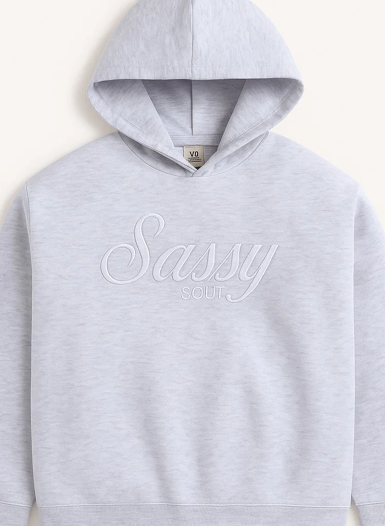 victor and jane “Sassy Soul” Ladies' Graphic Hoodie – Heather Grey | 100% Cotton Fleece |