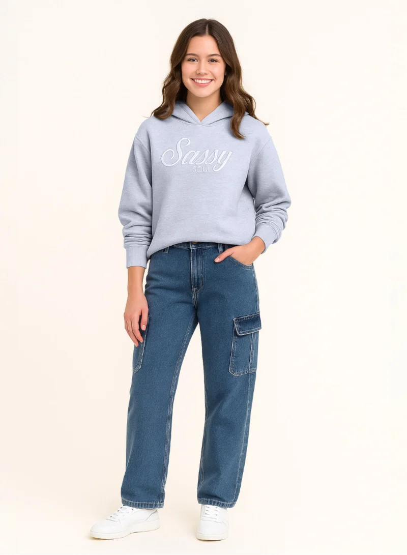 victor and jane “Sassy Soul” Ladies' Graphic Hoodie – Heather Grey | 100% Cotton Fleece |