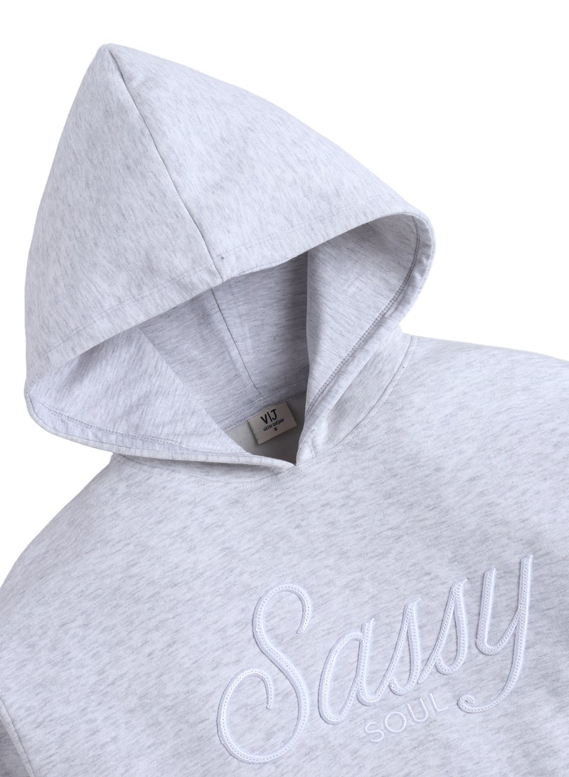 victor and jane “Sassy Soul” Ladies' Graphic Hoodie – Heather Grey | 100% Cotton Fleece | - Image 5