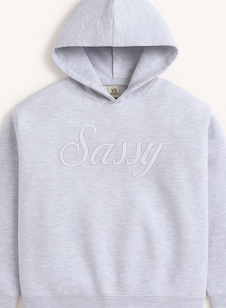 victor and jane “Sassy Soul” Ladies' Graphic Hoodie – Heather Grey | 100% Cotton Fleece | - Image 2