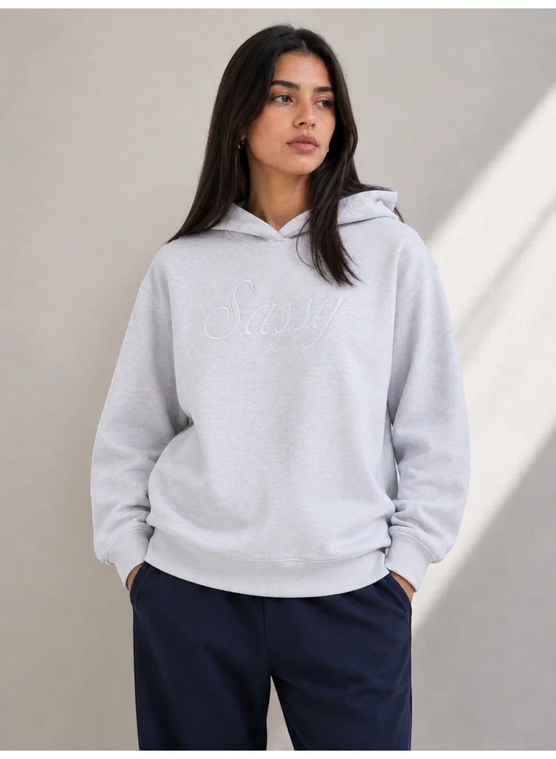 Victor And Jane “Sassy Soul” Ladies' Graphic Hoodie – Heather Grey | 100% Cotton Fleece |