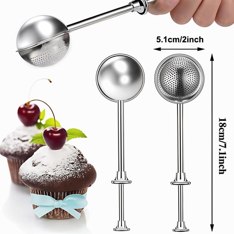Numola 2Pcs Flour Sifter for Baking, Powdered Sugar Shaker Duster for Sourdough Bread, One-hand Operation Sugar Dispenser with Stainless Steel, Pick Up and Dust Flour Sifter - Image 2
