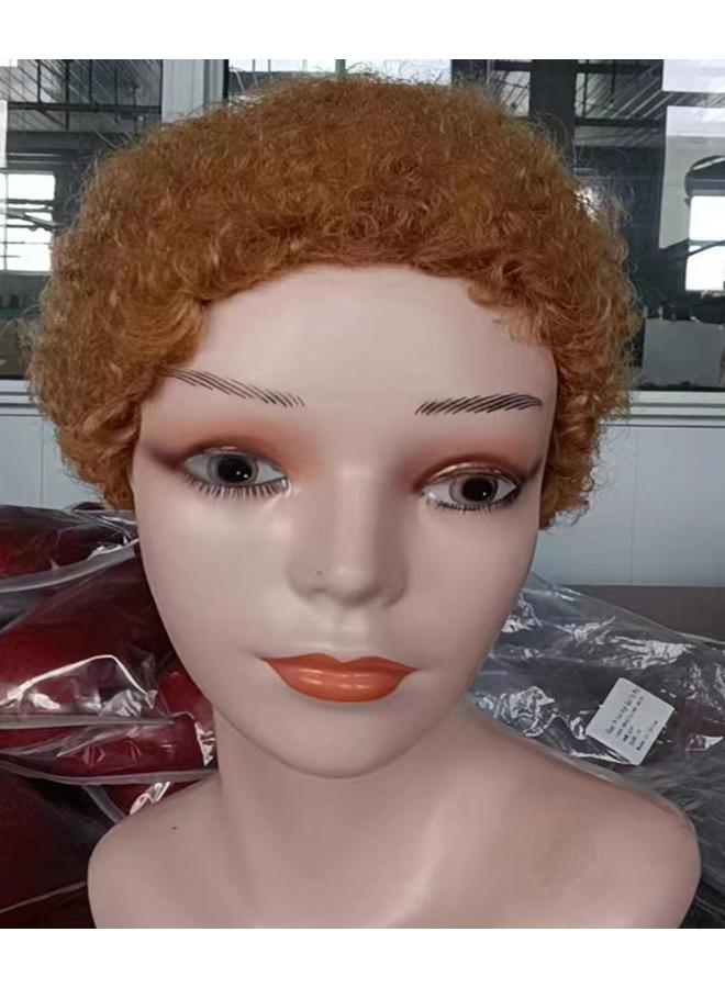 Bluejw Real Hair Wig Hair African Small Roll Wig Women's Short Curly Hair Mechanism Real Hair Wig Full Head Wigs - Image 1