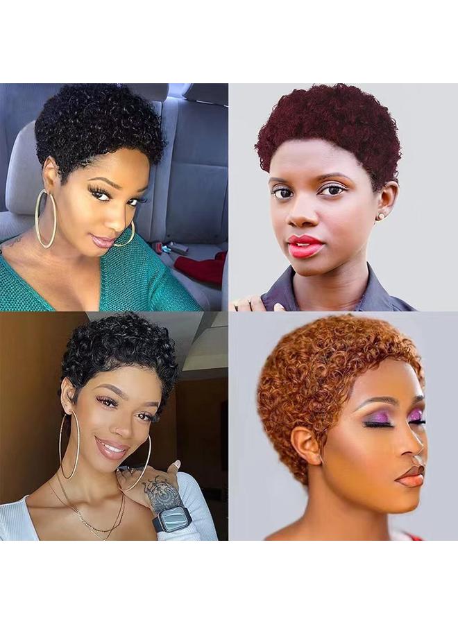 Bluejw Real Hair Wig Hair African Small Roll Wig Women's Short Curly Hair Mechanism Real Hair Wig Full Head Wigs - Image 3