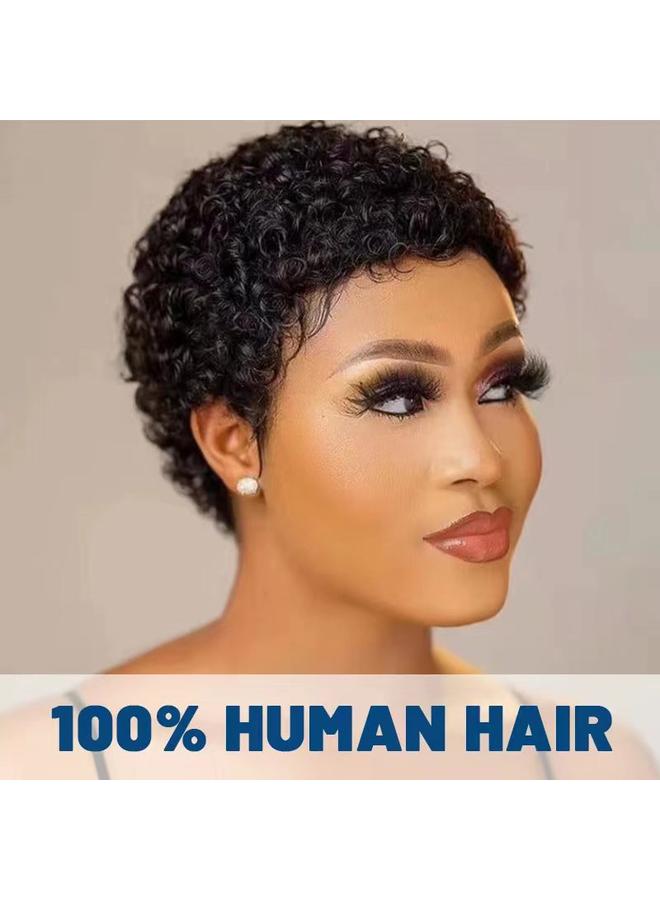 Bluejw Real Hair Wig Hair African Small Roll Wig Women's Short Curly Hair Mechanism Real Hair Wig Full Head Wigs - Image 2