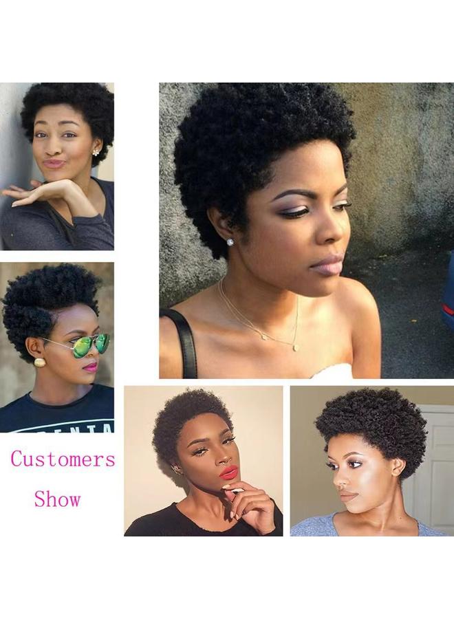 Bluejw Real Hair Wig Hair African Small Roll Wig Women's Short Curly Hair Mechanism Real Hair Wig Full Head Wigs - Image 5