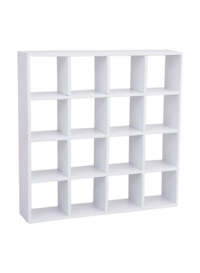 Yiphates 1: 12 Dollhouse Miniature Wood Storage Rack 16 Grid Shelves White White Storage Shelf Doll House Furniture Decor - Image 2