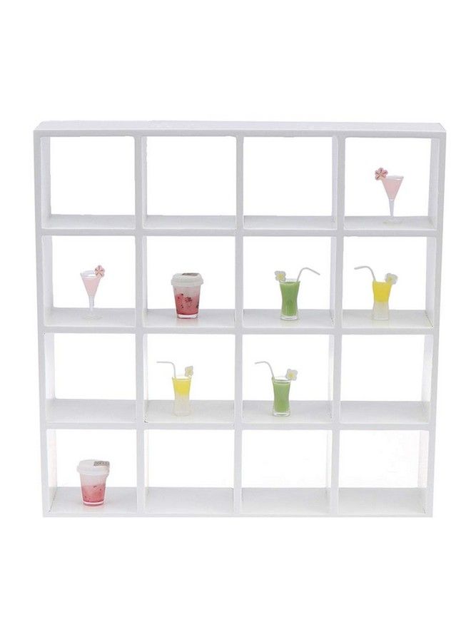 Yiphates 1: 12 Dollhouse Miniature Wood Storage Rack 16 Grid Shelves White White Storage Shelf Doll House Furniture Decor - Image 4