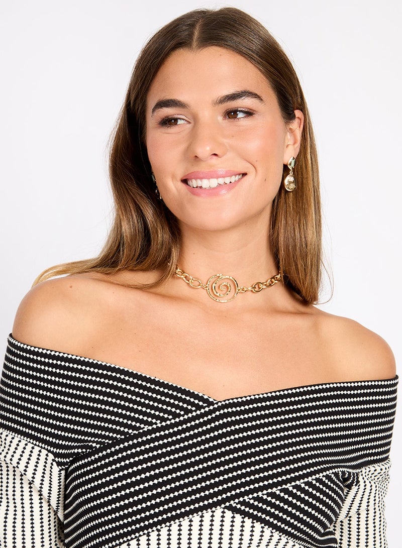 Little Mistress Monochrome Striped Textured Midi Dress  - Image 4
