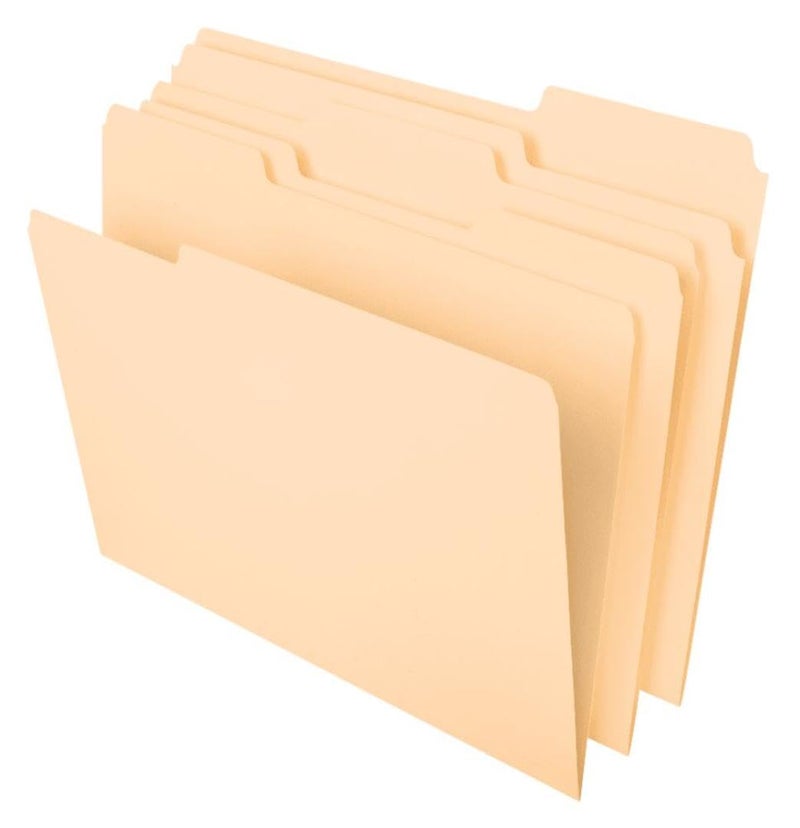 Pendaflex File Folders, Letter Size, 8-1/2" x 11", Classic Manila, 1/3-Cut Tabs in Left, Right, Center Positions, 100 Per Box (65213) - Image 1