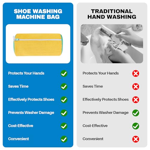 NMQHPA Shoe Washing Machine Bag: Laundry Shoe Bag for Washer and Dryer - 2pc Reusable Shoe Cleaning Bag for Sneaker Tennis Shoes Unstain Cleaner Kit (Yellow 2pcs) - Image 5