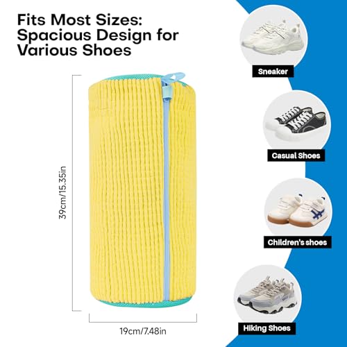 NMQHPA Shoe Washing Machine Bag: Laundry Shoe Bag for Washer and Dryer - 2pc Reusable Shoe Cleaning Bag for Sneaker Tennis Shoes Unstain Cleaner Kit (Yellow 2pcs) - Image 4