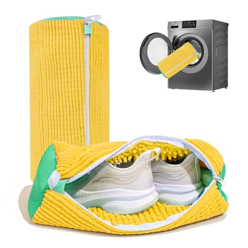 NMQHPA Shoe Washing Machine Bag: Laundry Shoe Bag for Washer and Dryer - 2pc Reusable Shoe Cleaning Bag for Sneaker Tennis Shoes Unstain Cleaner Kit (Yellow 2pcs) - Image 1