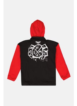 Adidas Kids Boy Colorblocked Full Zip Jacket, Black/Red  - Image 2