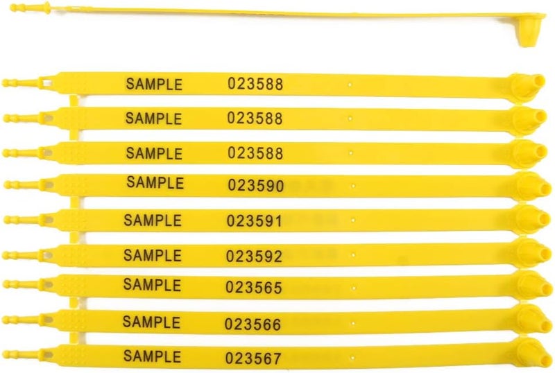 EASY 500 pcs Tamper Poof Security Tags Numbered Plastic Security Seal Self-Locking Tite-Lock Truck Door Seal Dispsable Shipping Seals for Contaniner Tractor Boxes(Yellow) - Image 1