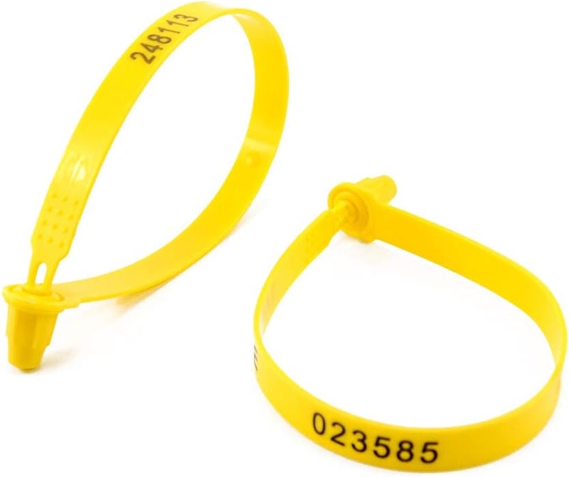 EASY 500 pcs Tamper Poof Security Tags Numbered Plastic Security Seal Self-Locking Tite-Lock Truck Door Seal Dispsable Shipping Seals for Contaniner Tractor Boxes(Yellow) - Image 2