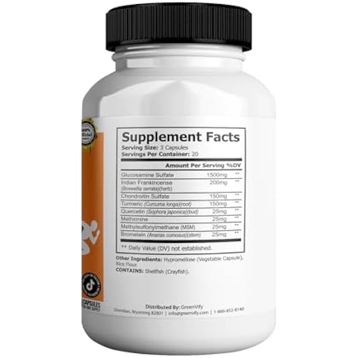 GREENVIFY Feilaira Max Extra Strength Joint Support Supplement, 1500mg Glucosamine, 60 Capsules, 20 Day Supply (1) - Image 4