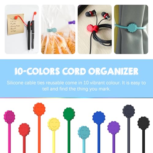 Rich&Ray Reusable Silicone Twist Ties, Magnetic Cable Ties with Strong Magnet for Organizing Cables, Hanging Stuff, Used in Many Ways or Just for Fun (6C - 6pack) - Image 3