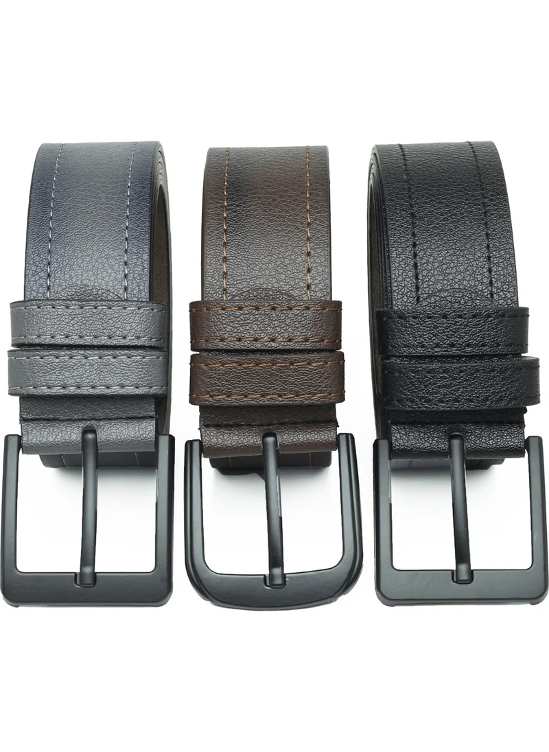 Deribond 3 Pieces Men's Belt Suitable for Jeans Canvas