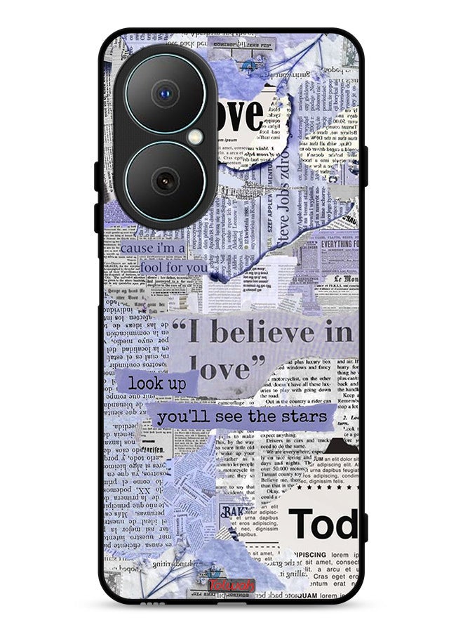 Tolwak Huawei Nova Y73 Protective Case Cover Newspaper Pieces