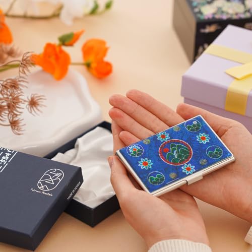 February Mountain Mother of Pearl Business Card Case Korea Traditional Gifts Slim Metal Holder for Business Credit Cards PocketSized Purse Wallet Five Peaks - Image 3