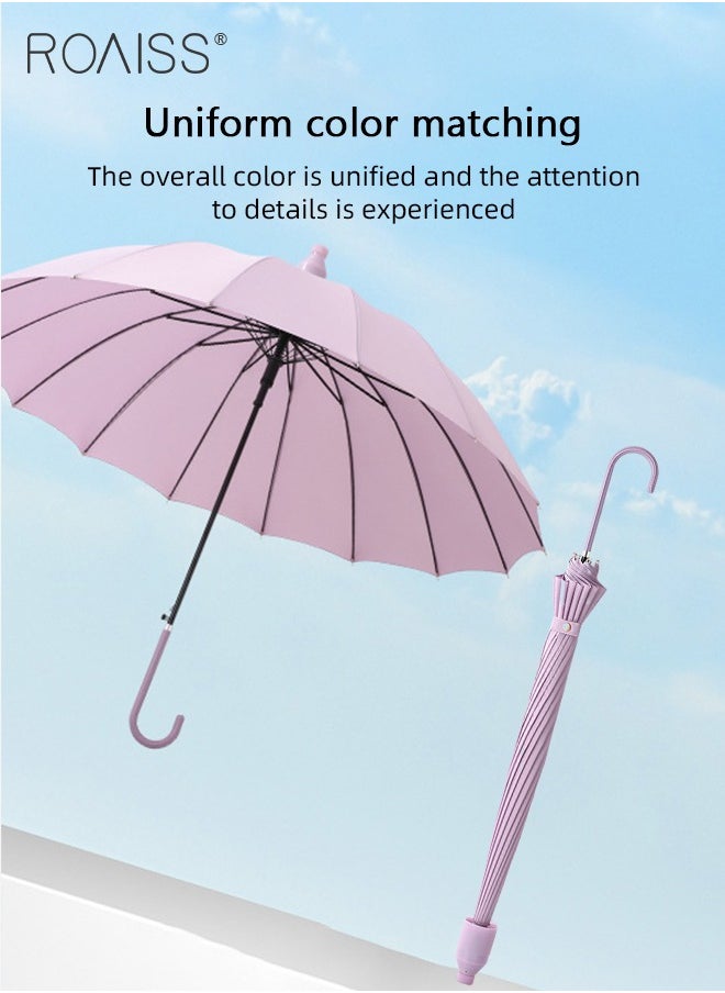 roaiss - Unisex Multifunctional Long-Handled Umbrella with Enlarged Surface Three-Layer Rainproof and Windproof Curved Hook for Easy Gripping 16-Rib Design for Rain and Sun - Image 1