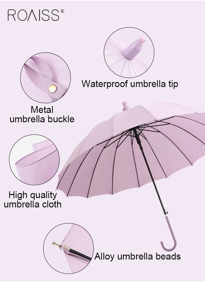 roaiss - Unisex Multifunctional Long-Handled Umbrella with Enlarged Surface Three-Layer Rainproof and Windproof Curved Hook for Easy Gripping 16-Rib Design for Rain and Sun - Image 1